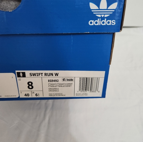 NIB WOMEN'S ADIDAS ORIGINALS SWIFT RUN CASUAL  WHITE COPPER METALLIC EG9492 - Picture 3 of 3